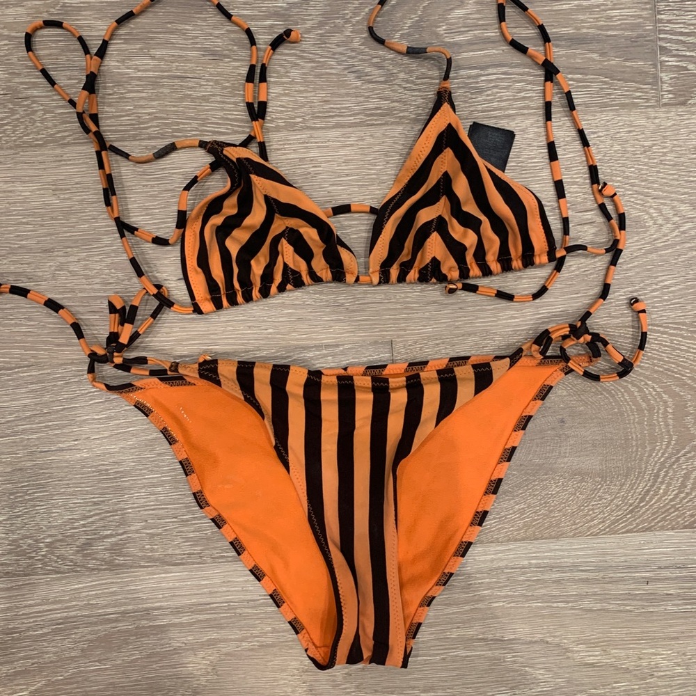 Orange / Black String bikini